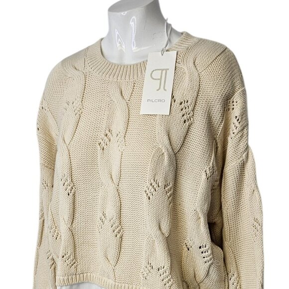 Anthropologie Womens Pilcro Cable Twofer Sweater, Knit, Ivory, Layered, Size M - Picture 8 of 9